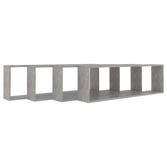 Wandschappen kubus 4 st 100x15x30 cm spaanplaat betongrijs MeubelReus