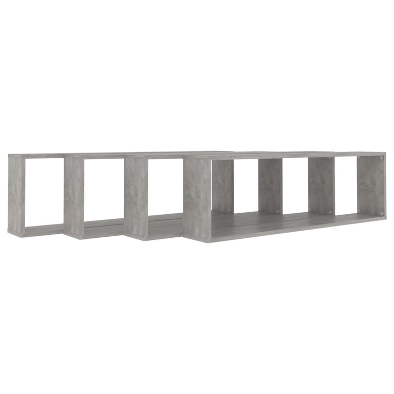 Wandschappen kubus 4 st 100x15x30 cm spaanplaat betongrijs MeubelReus