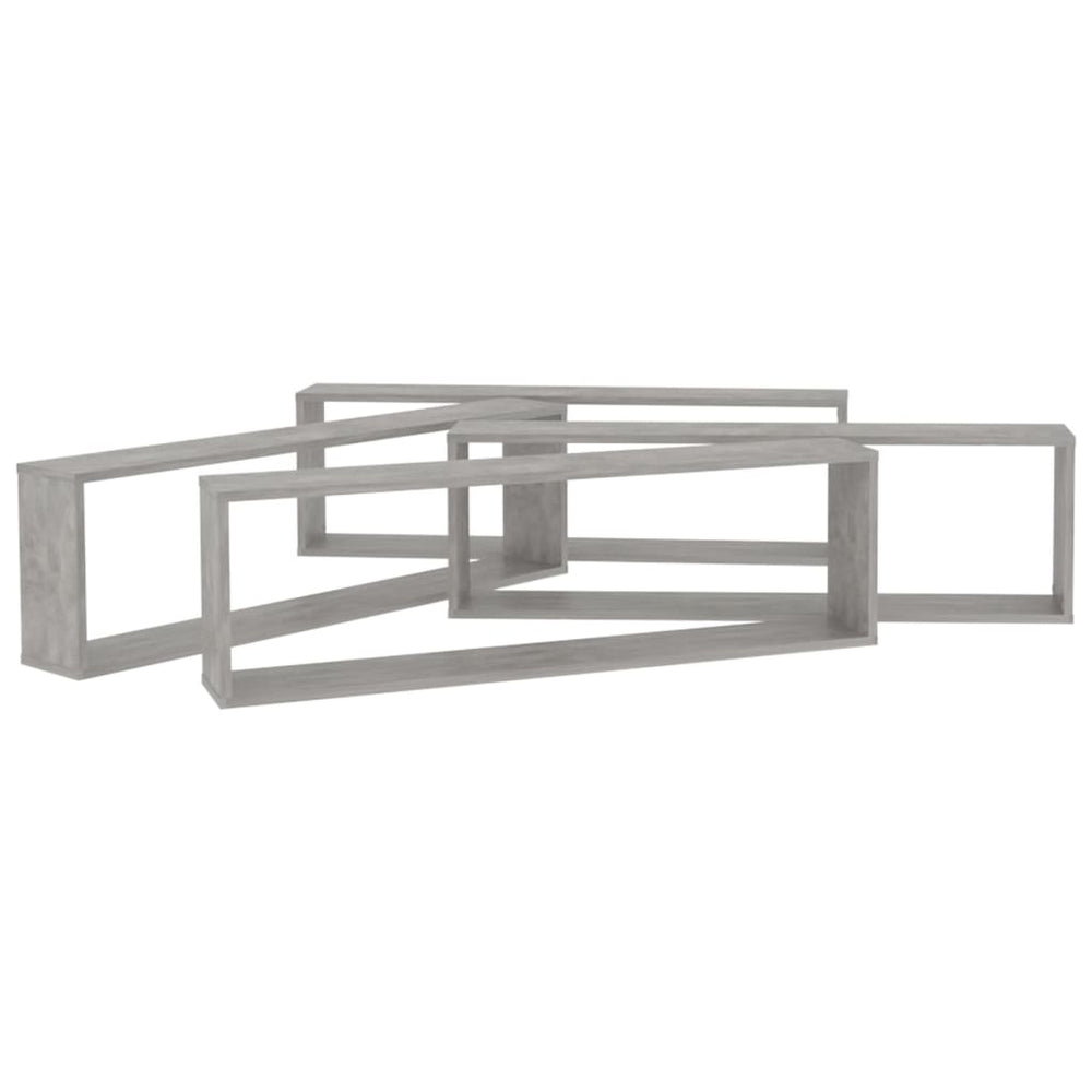 Wandschappen kubus 4 st 100x15x30 cm spaanplaat betongrijs MeubelReus