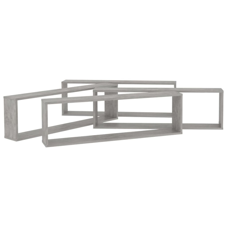 Wandschappen kubus 4 st 100x15x30 cm spaanplaat betongrijs MeubelReus