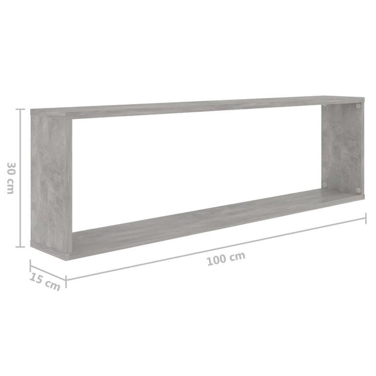 Wandschappen kubus 4 st 100x15x30 cm spaanplaat betongrijs MeubelReus