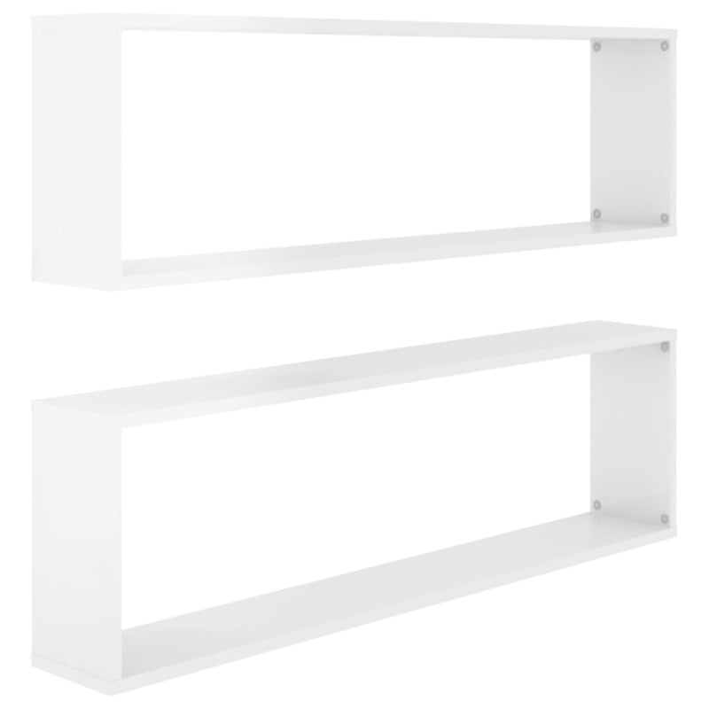 Wandschappen kubus 2 st 100x15x30 cm spaanplaat hoogglans wit