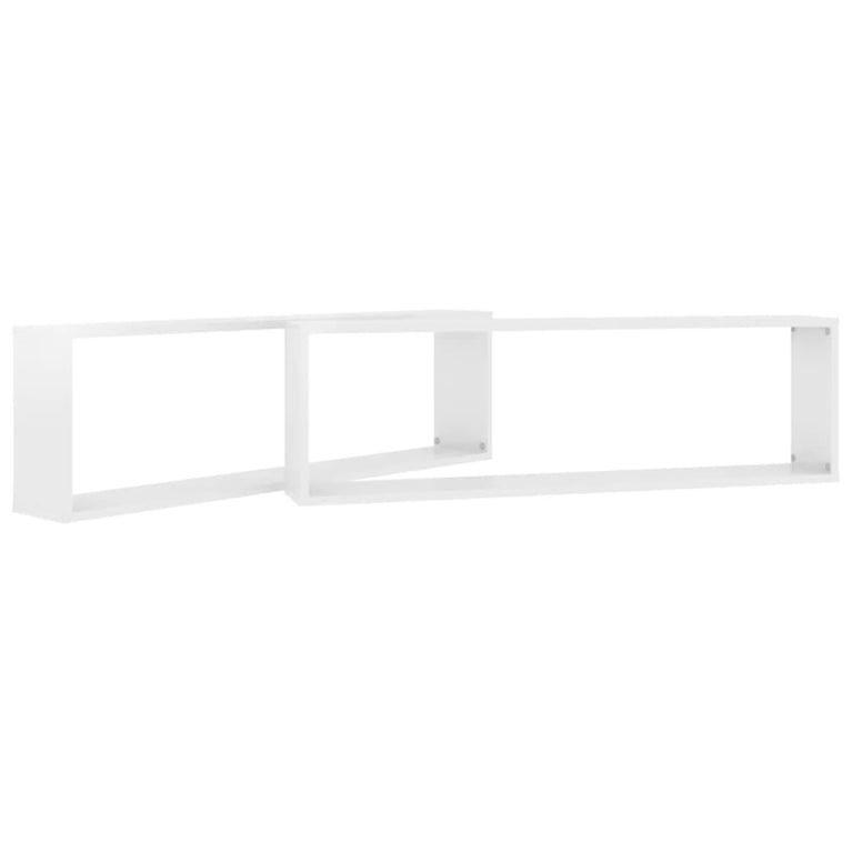 Wandschappen kubus 2 st 100x15x30 cm spaanplaat hoogglans wit