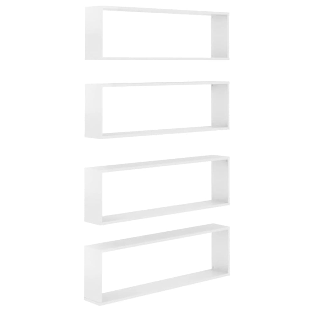 Wandschappen kubus 4 st 100x15x30 cm spaanplaat hoogglans wit MeubelReus