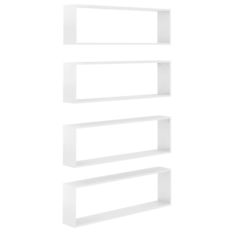 Wandschappen kubus 4 st 100x15x30 cm spaanplaat hoogglans wit MeubelReus
