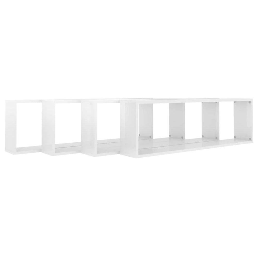 Wandschappen kubus 4 st 100x15x30 cm spaanplaat hoogglans wit MeubelReus