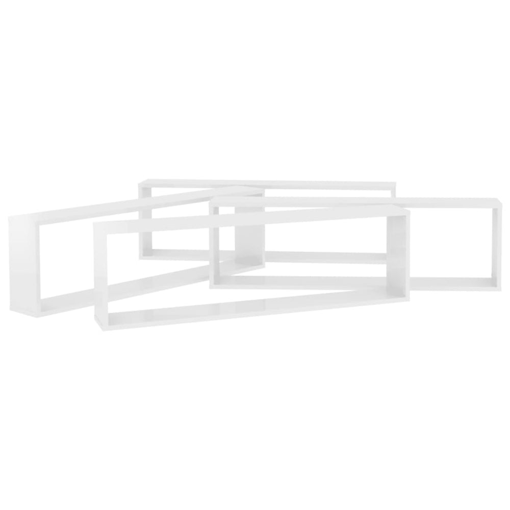 Wandschappen kubus 4 st 100x15x30 cm spaanplaat hoogglans wit MeubelReus