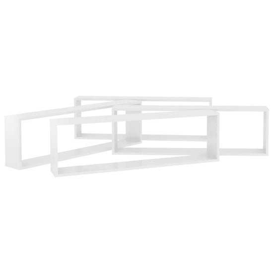 Wandschappen kubus 4 st 100x15x30 cm spaanplaat hoogglans wit MeubelReus