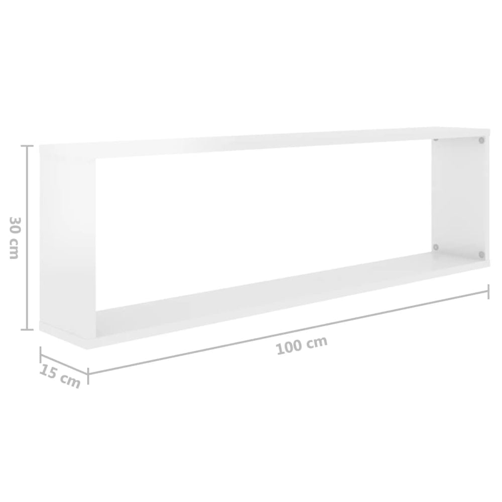 Wandschappen kubus 4 st 100x15x30 cm spaanplaat hoogglans wit MeubelReus