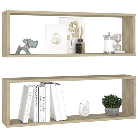 Wandschappen kubus 2 st 80x15x26,5 cm spaanplaat sonoma eiken MeubelReus