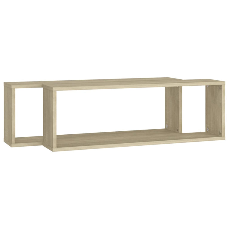 Wandschappen kubus 2 st 80x15x26,5 cm spaanplaat sonoma eiken MeubelReus