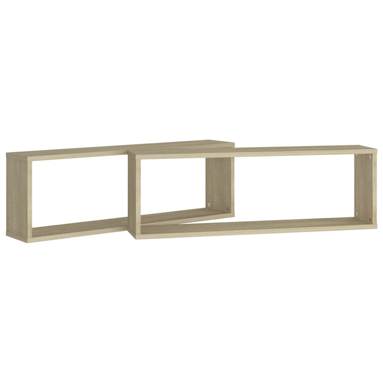 Wandschappen kubus 2 st 80x15x26,5 cm spaanplaat sonoma eiken MeubelReus