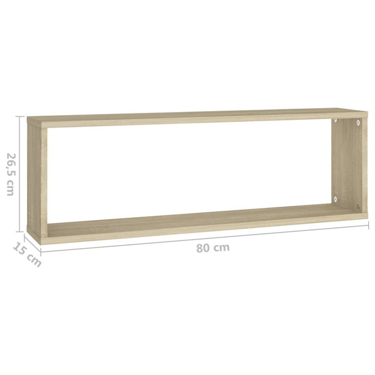 Wandschappen kubus 2 st 80x15x26,5 cm spaanplaat sonoma eiken MeubelReus