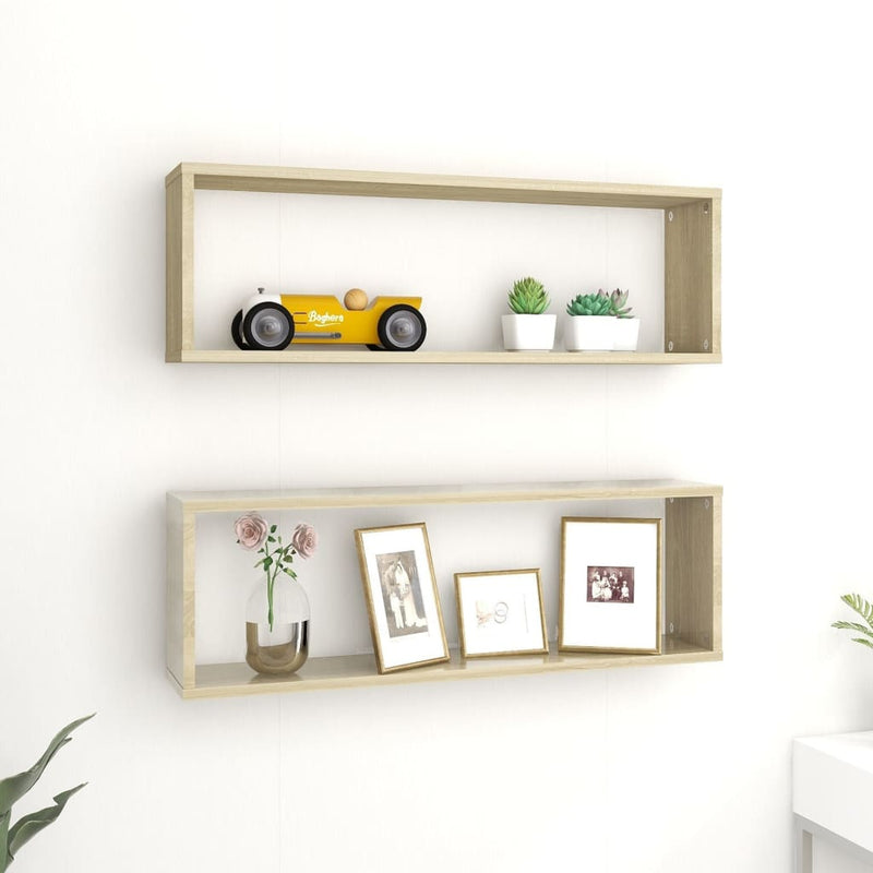 Wandschappen kubus 2 st 80x15x26,5 cm spaanplaat sonoma eiken MeubelReus
