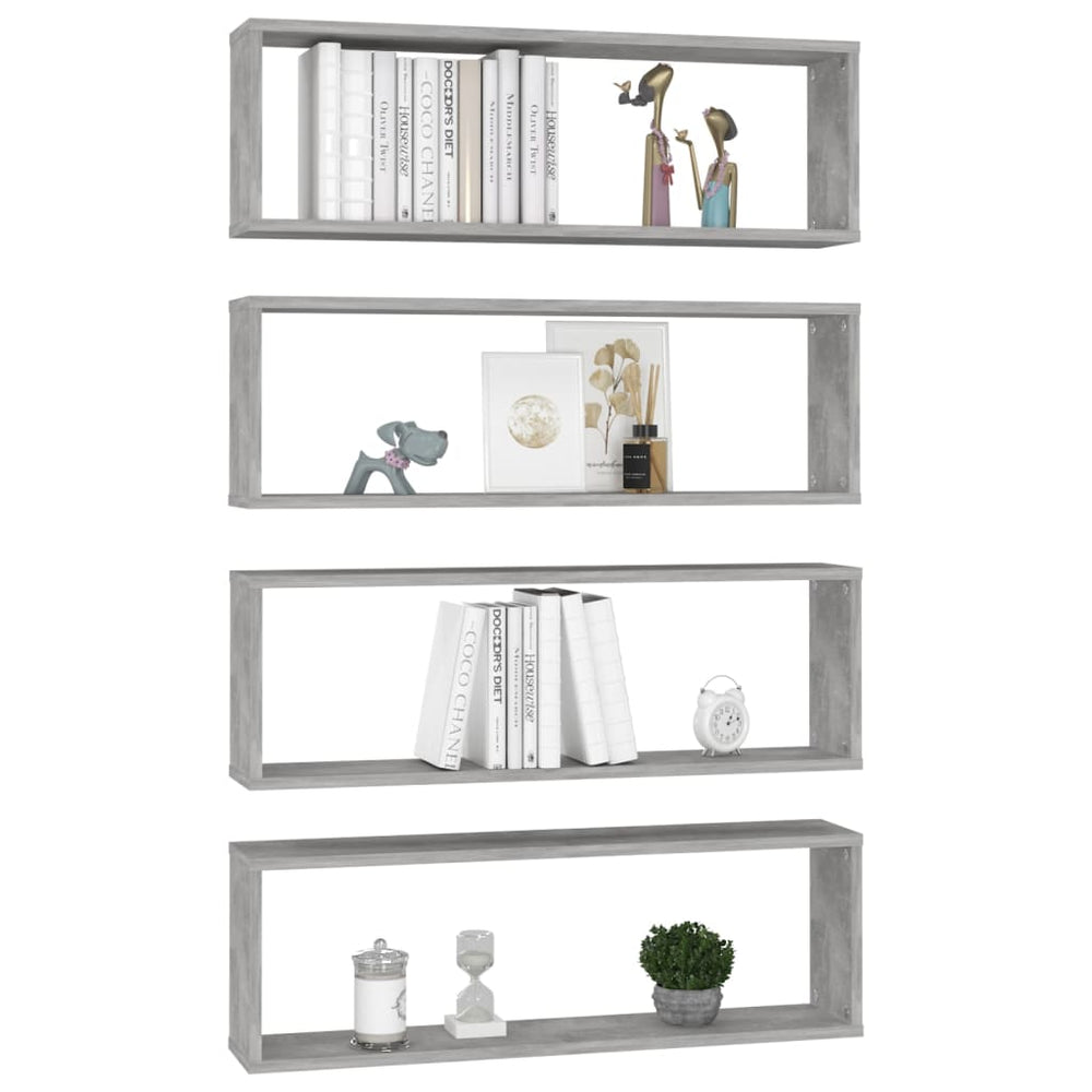 Wandschappen kubus 4 st 80x15x26,5 cm spaanplaat betongrijs MeubelReus