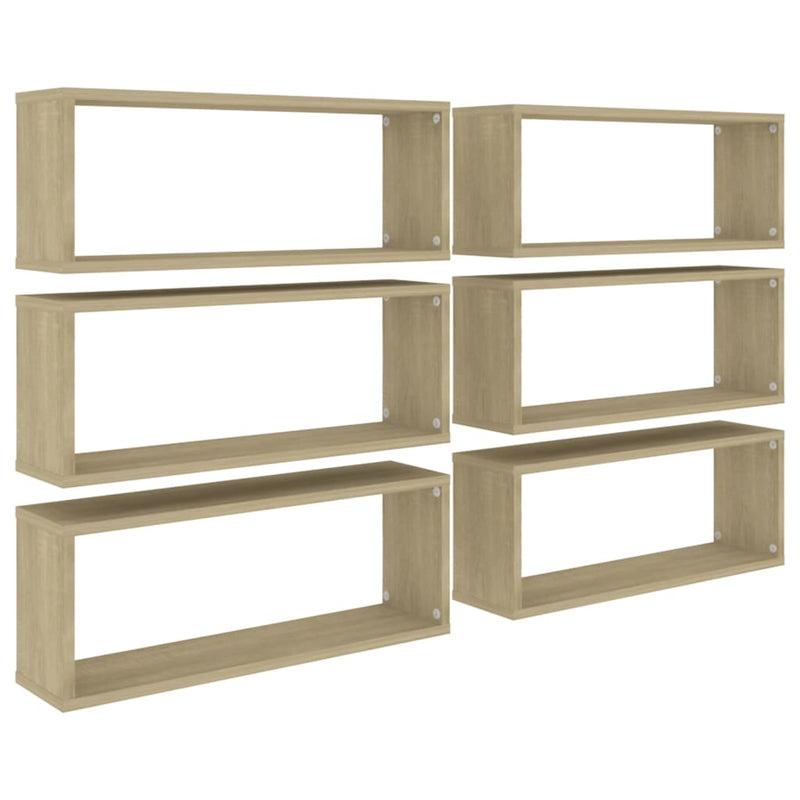 Wandschappen kubus 6 st 60x15x23 cm spaanplaat sonoma eiken MeubelReus