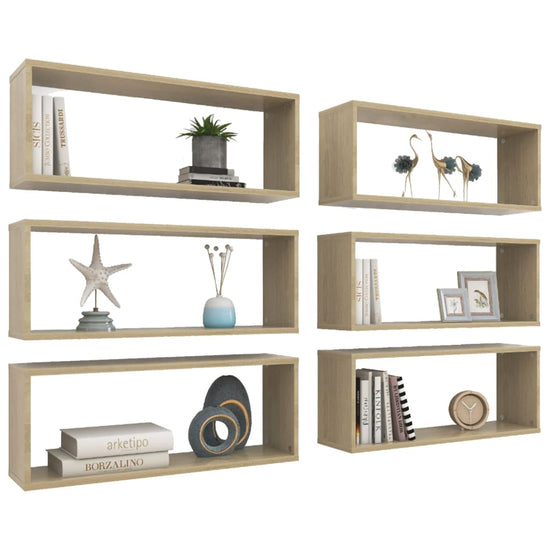 Wandschappen kubus 6 st 60x15x23 cm spaanplaat sonoma eiken MeubelReus