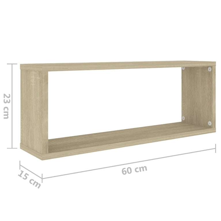 Wandschappen kubus 6 st 60x15x23 cm spaanplaat sonoma eiken MeubelReus