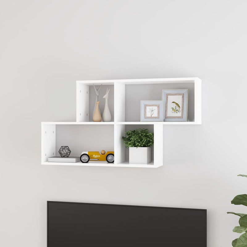 Wandschap 100x18x53 cm bewerkt hout wit MeubelReus