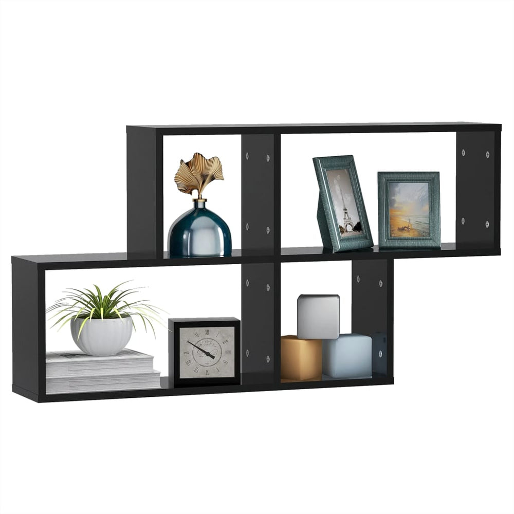 Wandschap 100x18x53 cm spaanplaat zwart MeubelReus