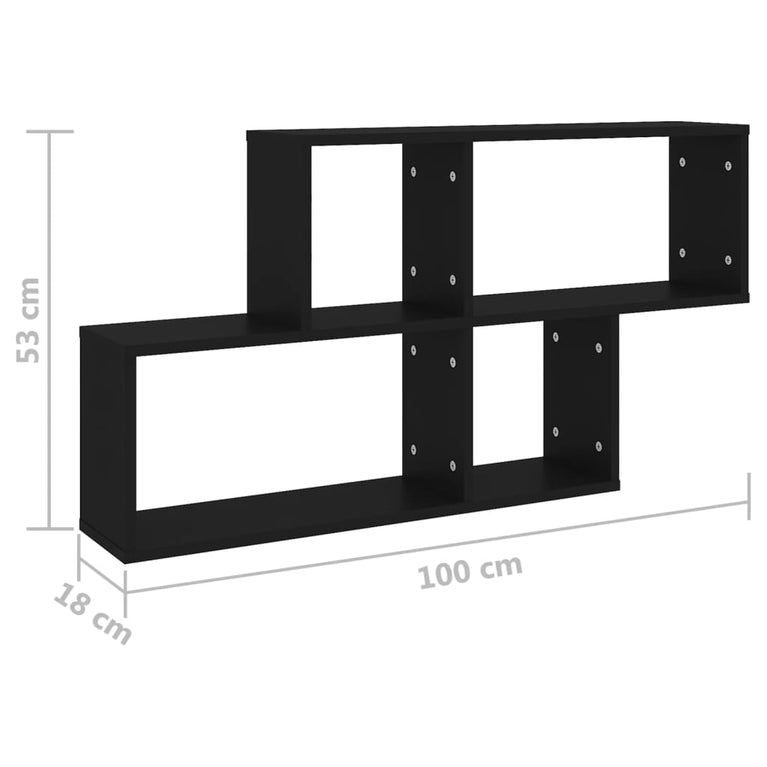 Wandschap 100x18x53 cm spaanplaat zwart MeubelReus