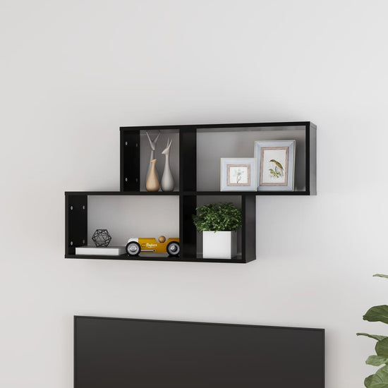 Wandschap 100x18x53 cm spaanplaat zwart MeubelReus