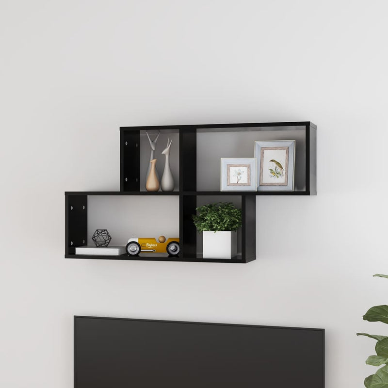 Wandschap 100x18x53 cm spaanplaat zwart MeubelReus