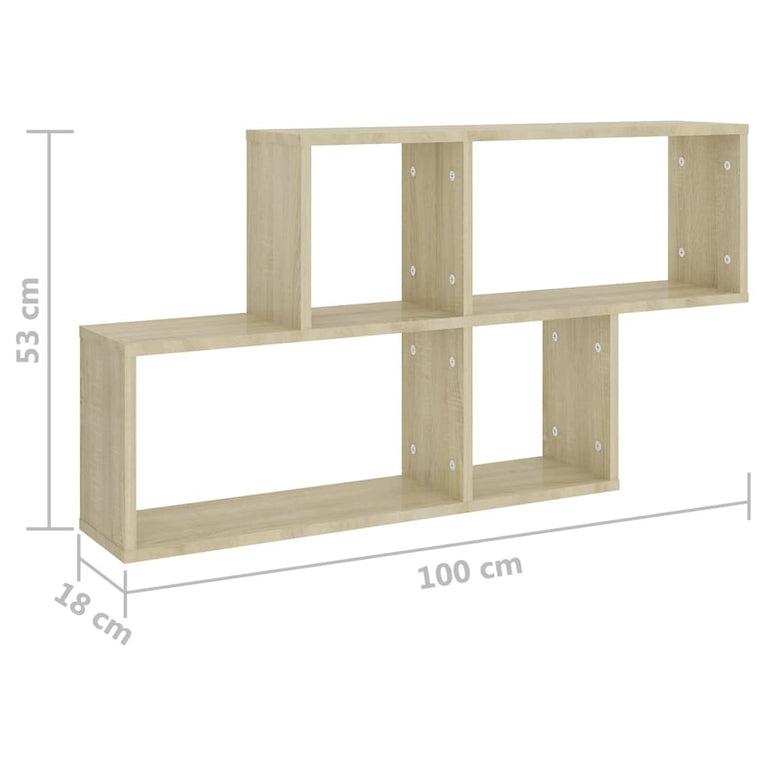 Wandschap 100x18x53 cm spaanplaat sonoma eikenkleurig MeubelReus