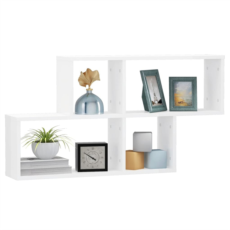 Wandschap 100x18x53 cm spaanplaat hoogglans wit MeubelReus
