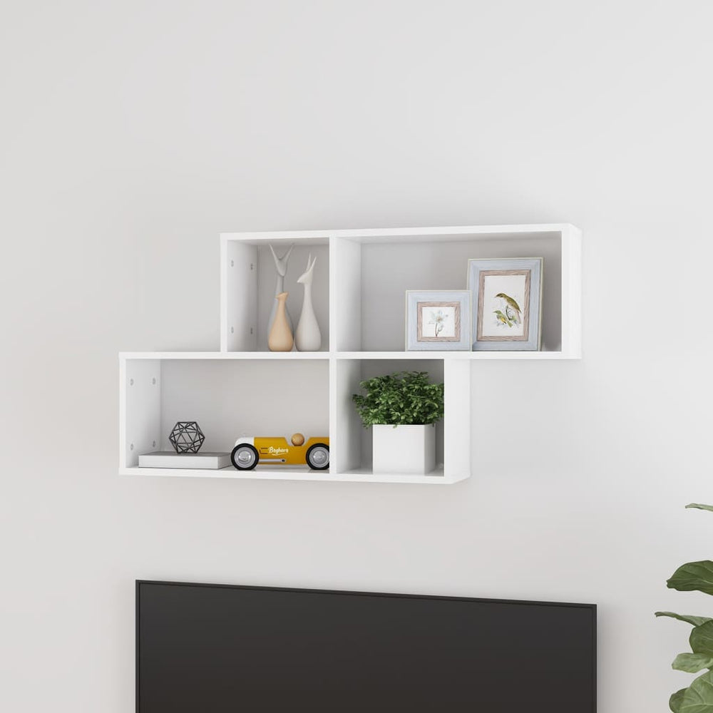 Wandschap 100x18x53 cm spaanplaat hoogglans wit MeubelReus