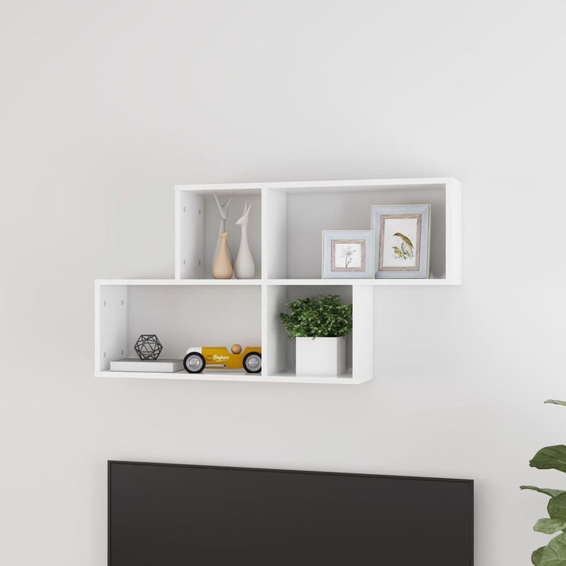 Wandschap 100x18x53 cm spaanplaat hoogglans wit MeubelReus
