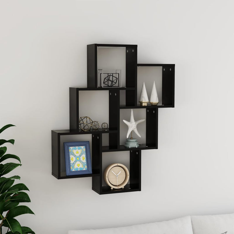 Wandschap kubus 78x15x93 cm spaanplaat zwart MeubelReus