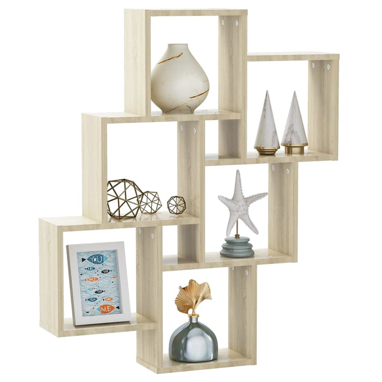 Wandschap kubus 78x15x93 cm spaanplaat sonoma eiken MeubelReus