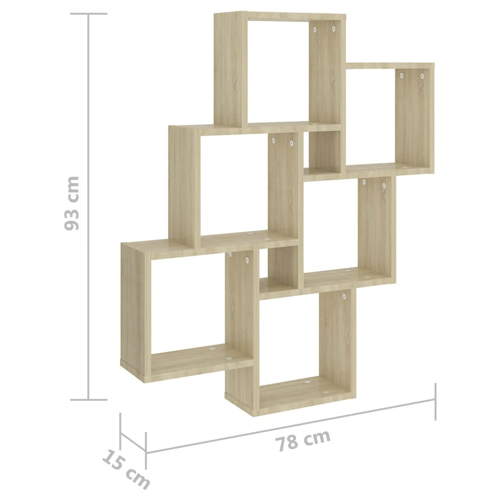 Wandschap kubus 78x15x93 cm spaanplaat sonoma eiken MeubelReus