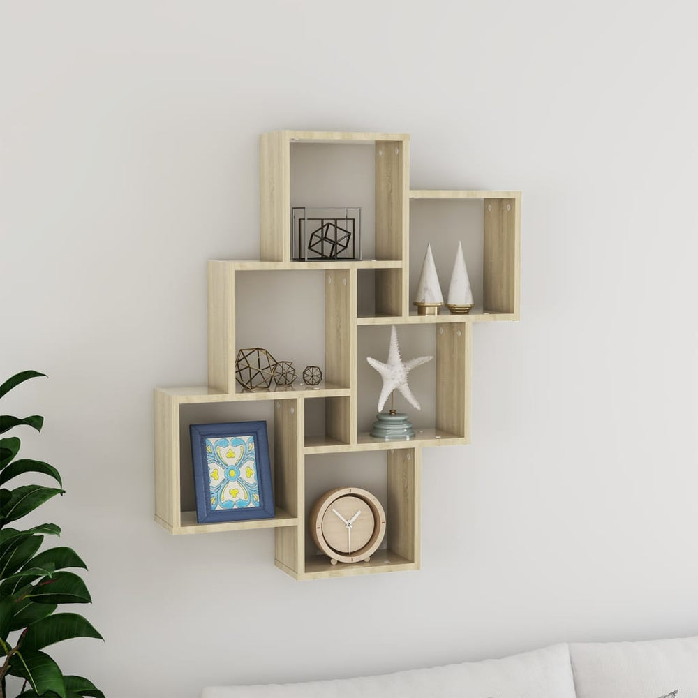 Wandschap kubus 78x15x93 cm spaanplaat sonoma eiken MeubelReus