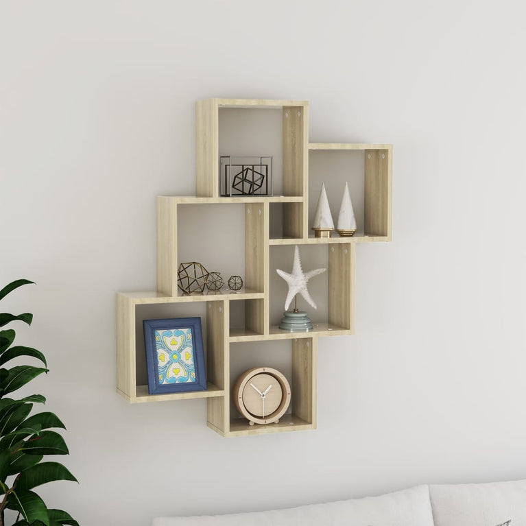 Wandschap kubus 78x15x93 cm spaanplaat sonoma eiken MeubelReus