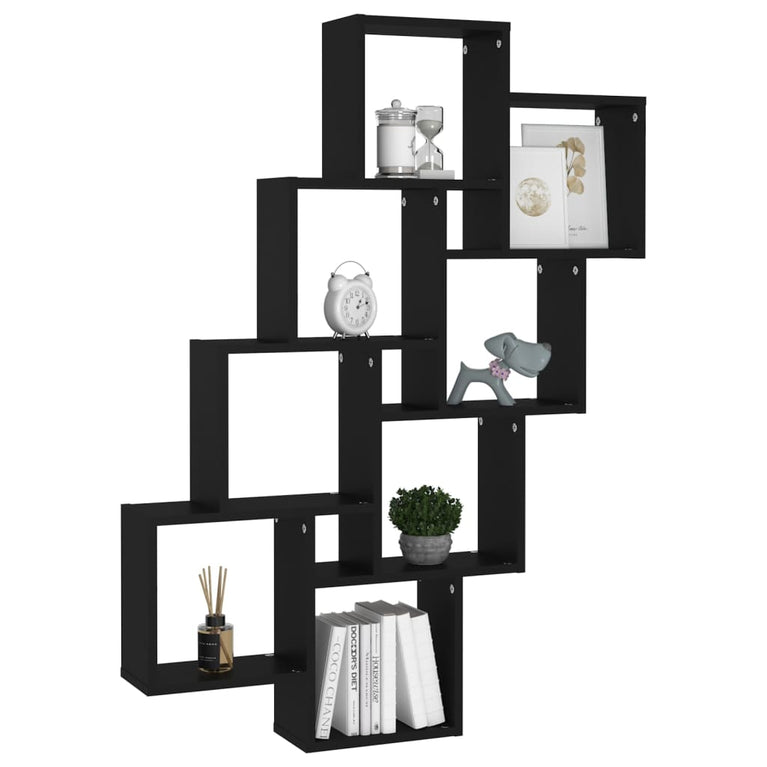 Wandschap kubus 90x15x119 cm spaanplaat zwart MeubelReus