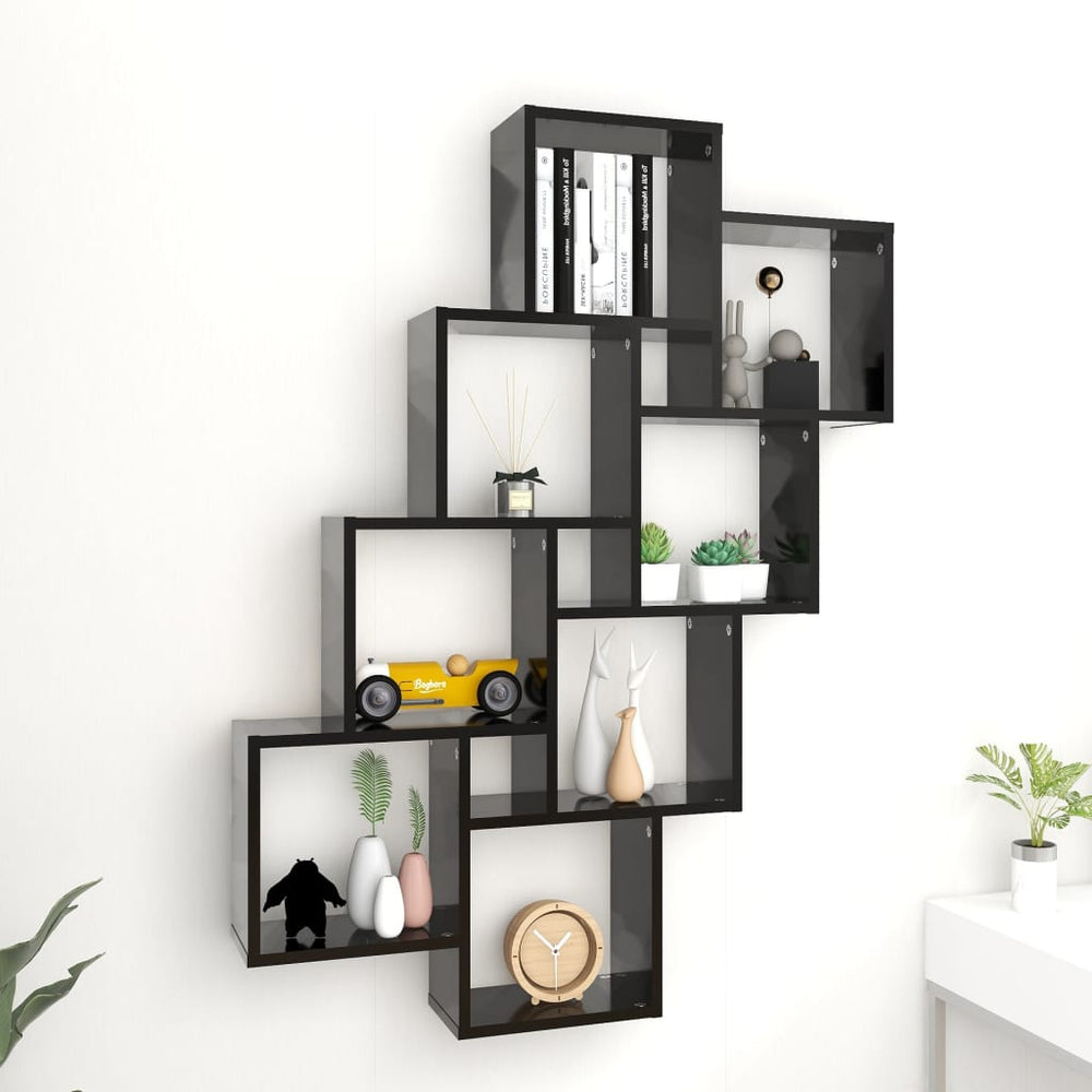 Wandschap kubus 90x15x119 cm spaanplaat zwart MeubelReus