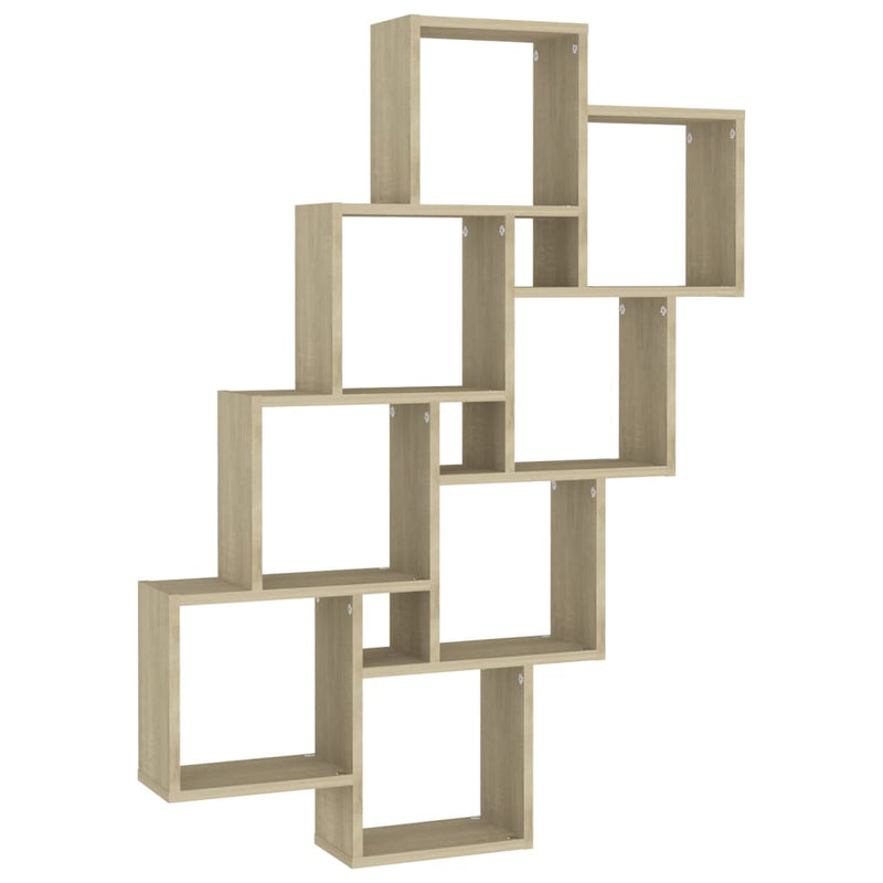 Wandschap kubus 90x15x119 cm spaanplaat sonoma eikenkleurig