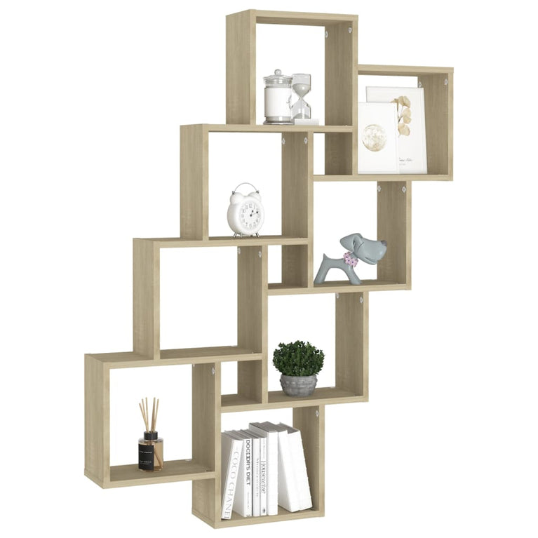 Wandschap kubus 90x15x119 cm spaanplaat sonoma eikenkleurig