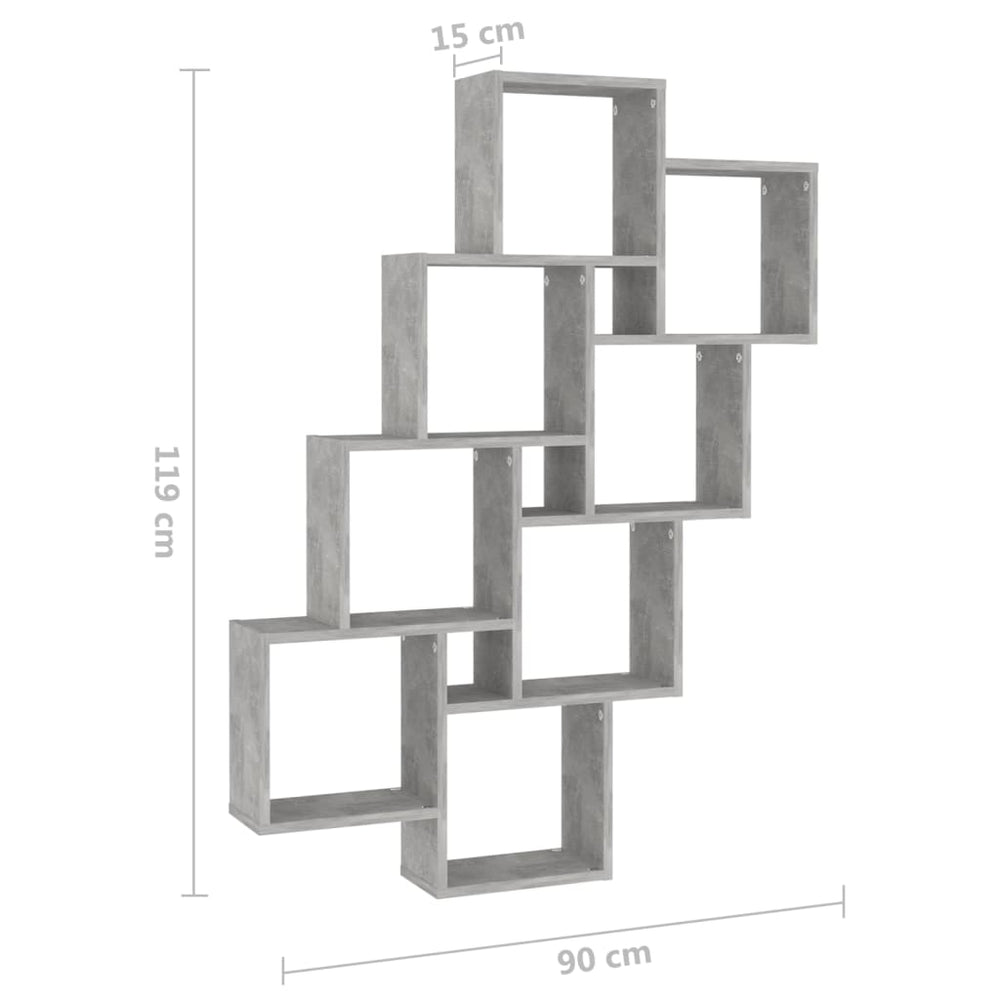 Wandschap kubus 90x15x119 cm spaanplaat betongrijs MeubelReus