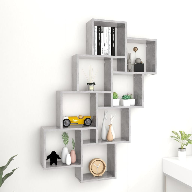 Wandschap kubus 90x15x119 cm spaanplaat betongrijs MeubelReus