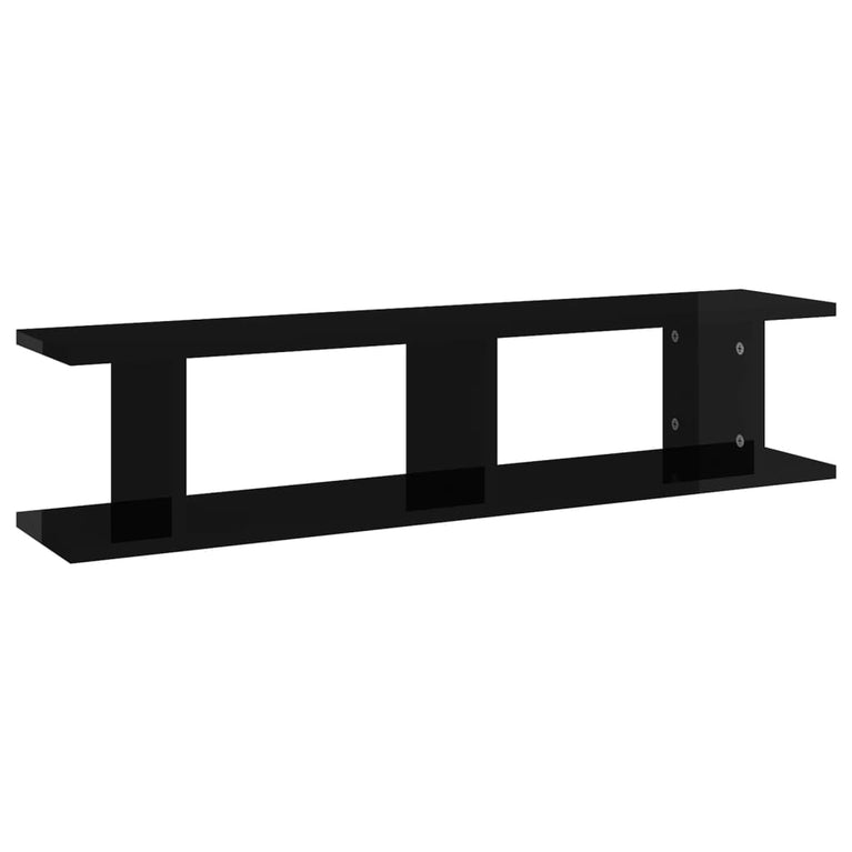 Wandschappen 2 st 90x18x20 cm spaanplaat hoogglans zwart MeubelReus
