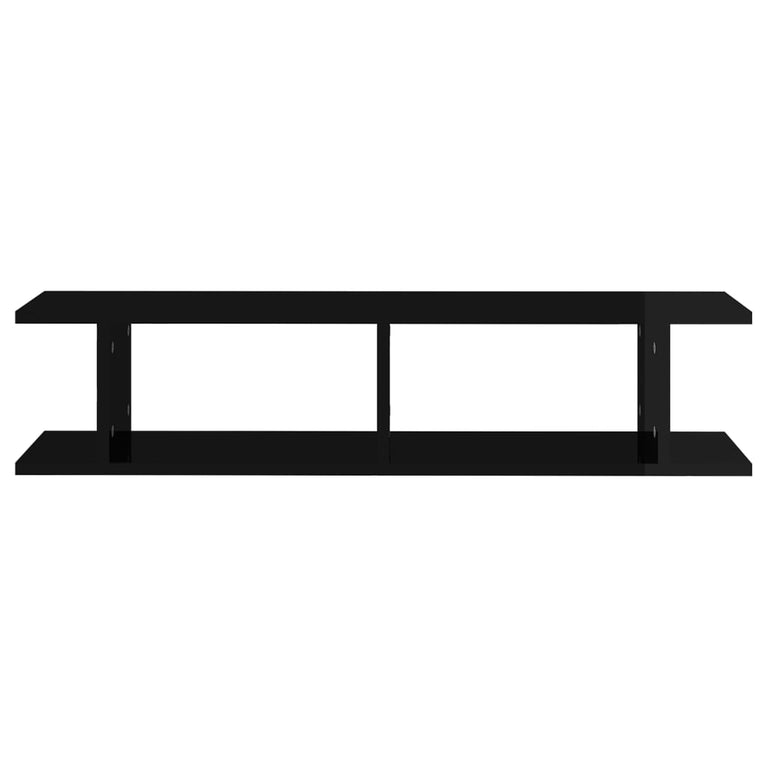Wandschappen 2 st 90x18x20 cm spaanplaat hoogglans zwart MeubelReus