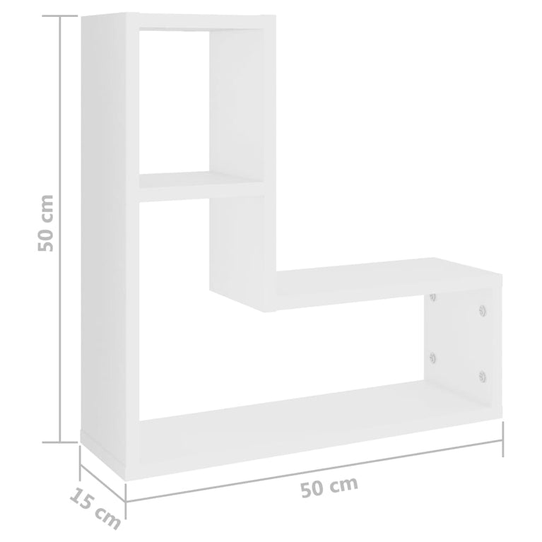 Wandschappen 2 st 50x15x50 cm spaanplaat wit MeubelReus