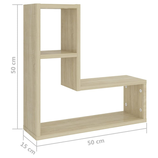 Wandschappen 2 st 50x15x50 cm spaanplaat sonoma eikenkleurig MeubelReus