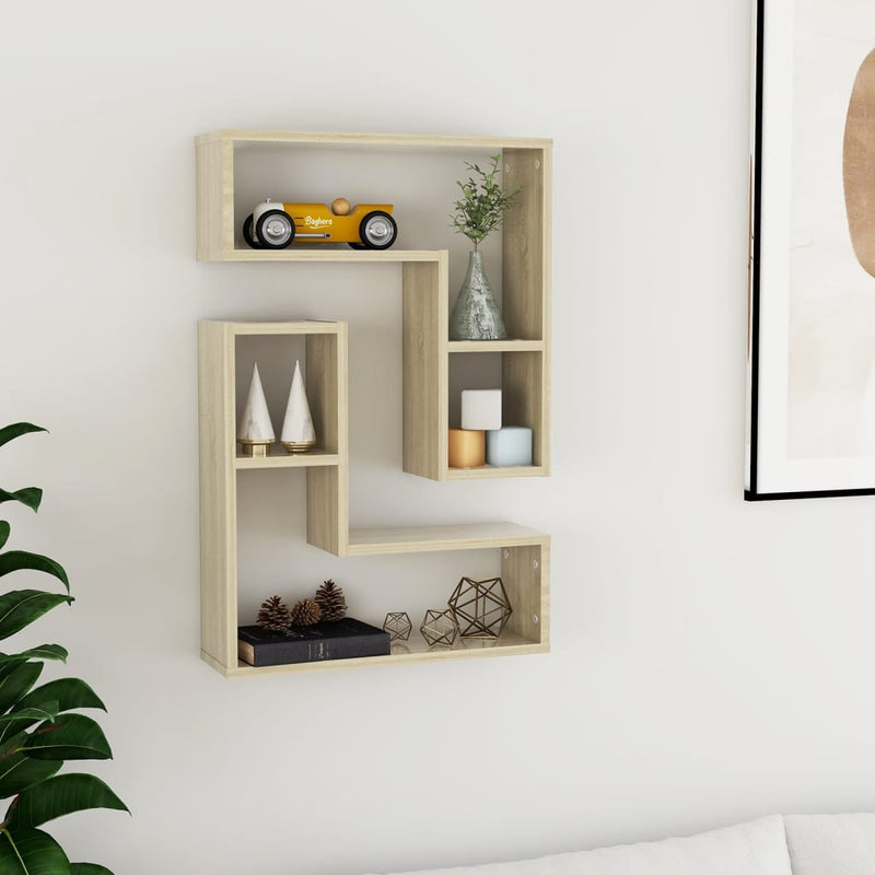 Wandschappen 2 st 50x15x50 cm spaanplaat sonoma eikenkleurig MeubelReus