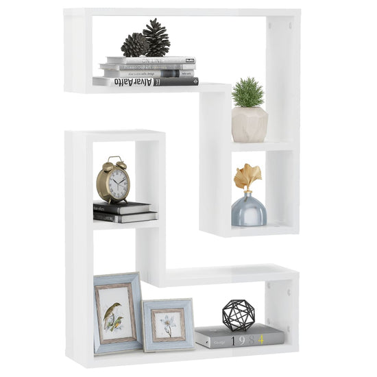 Wandschappen 2 st 50x15x50 cm spaanplaat hoogglans wit MeubelReus