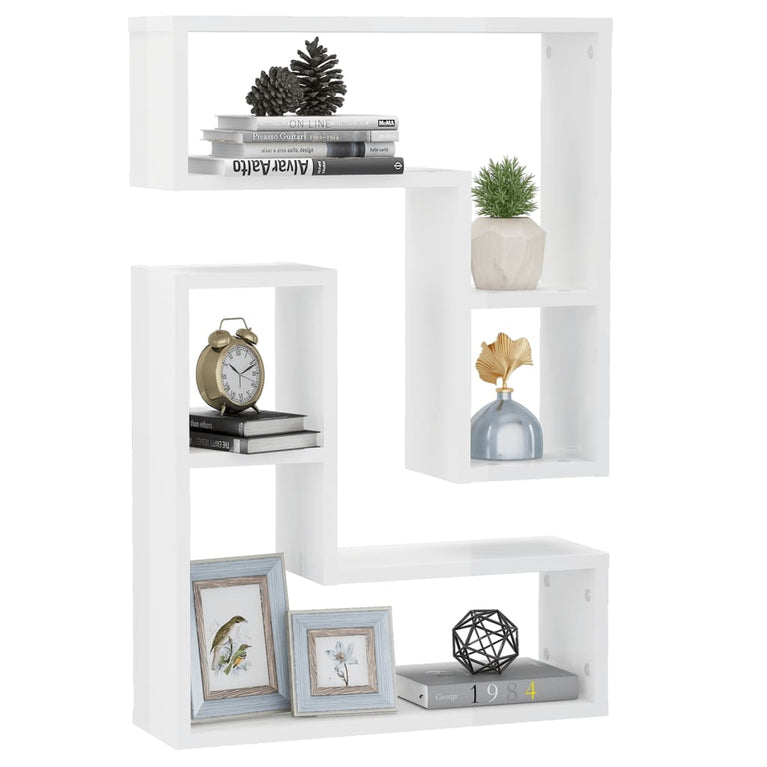 Wandschappen 2 st 50x15x50 cm spaanplaat hoogglans wit MeubelReus