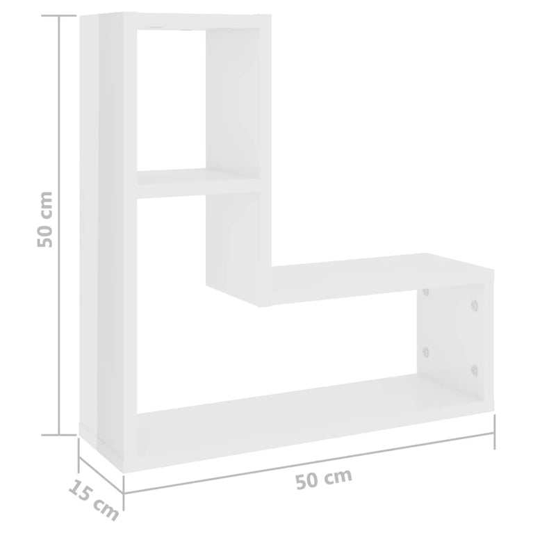 Wandschappen 2 st 50x15x50 cm spaanplaat hoogglans wit MeubelReus